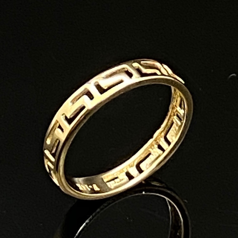 14K YELLOW GOLD 3.6MM GREEK KEY BAND RING 6-8